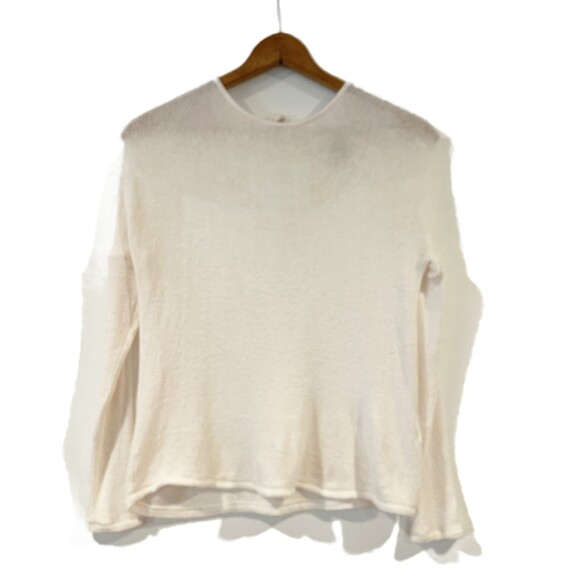 Topshop Ivory Lightweight Sweater Keyhole Back with Tie US 2 - Picture 7 of 9